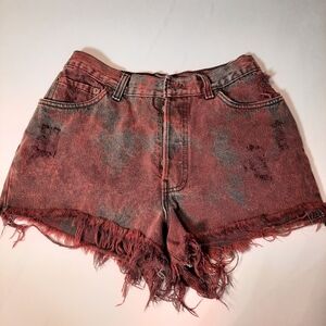 Levi's 501 Jean Shorts Women's Button Fly Hi Rise Distressed Cut-Off Denim